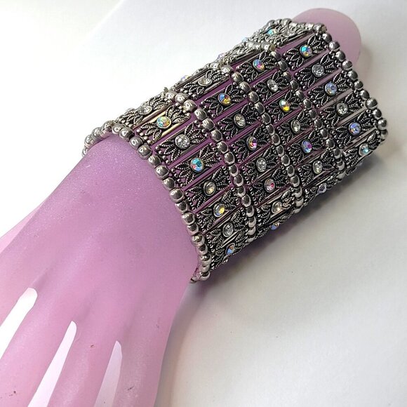 Women's Sparkling Multilayer Stretch Cuff Bracelet - Picture 1 of 9